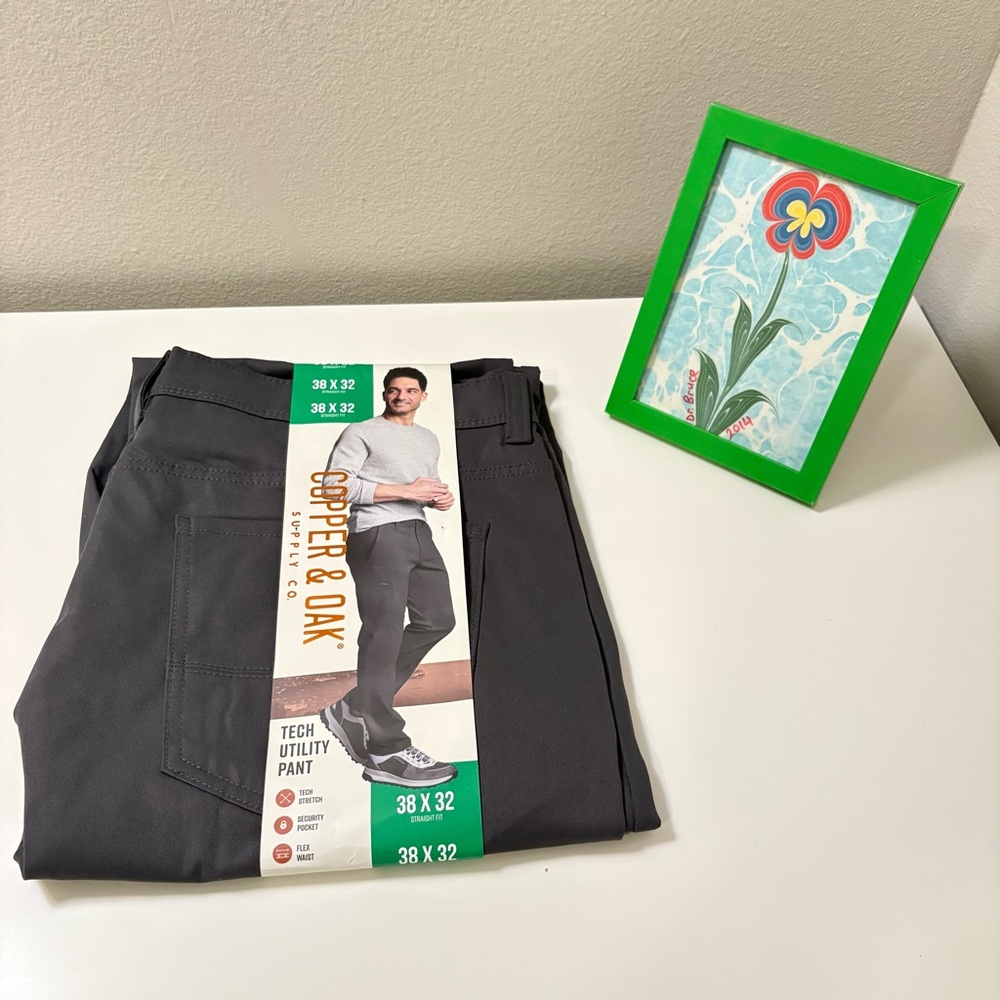 Copper & Oak Supply Co. Men' Pants, Straight Fit, Stretch, Gray, 38x32, NWT